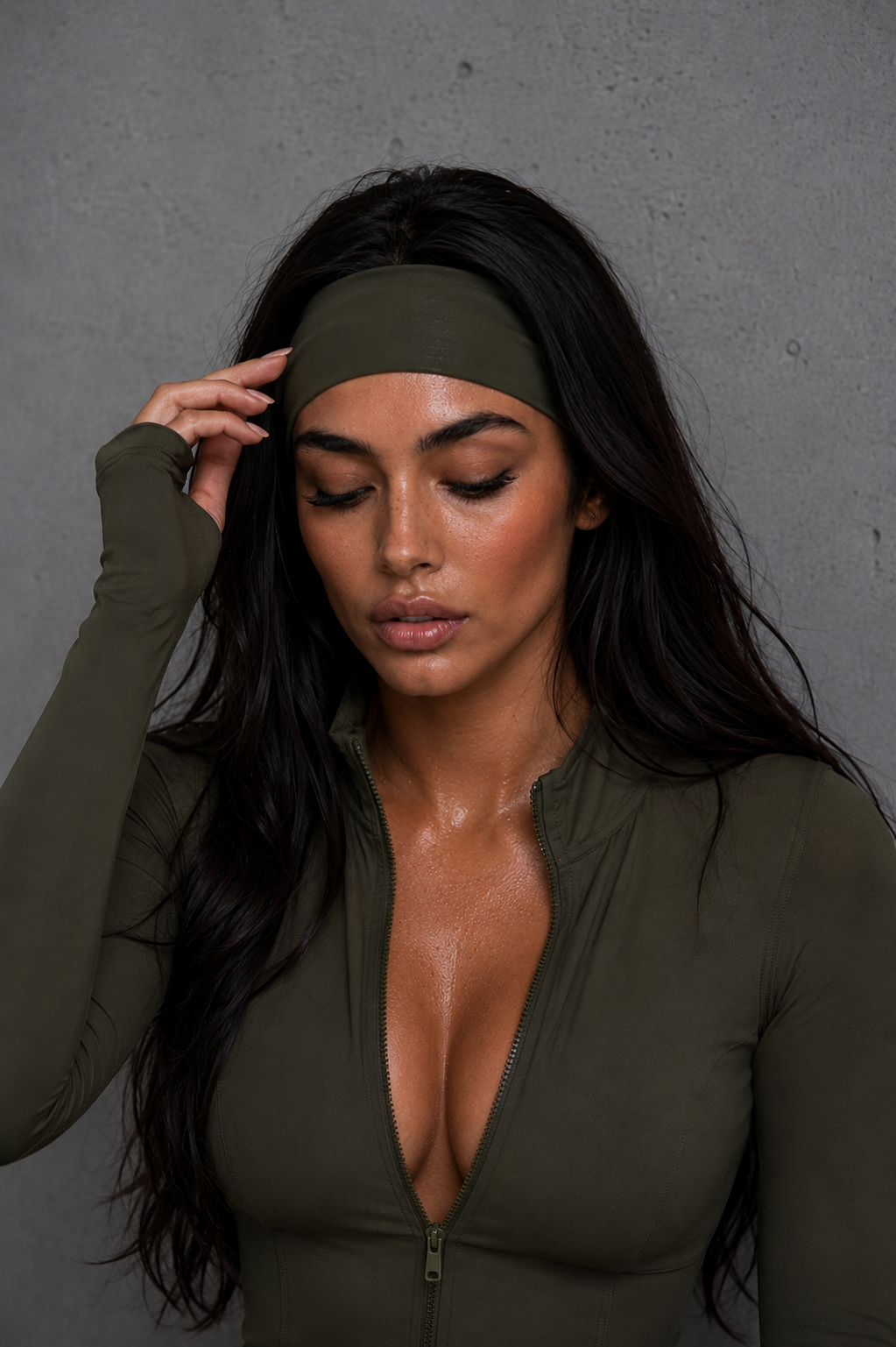 Wonderband non-slip headband in Olive Noir